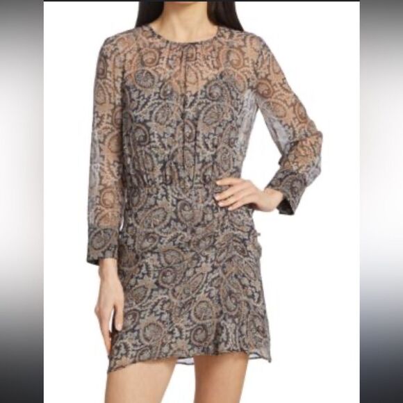 NWT Veronica Beard PALMORA Silk Mini DRESS in MARINE BLUE Gray MULTI Size 8 - Picture 1 of 15